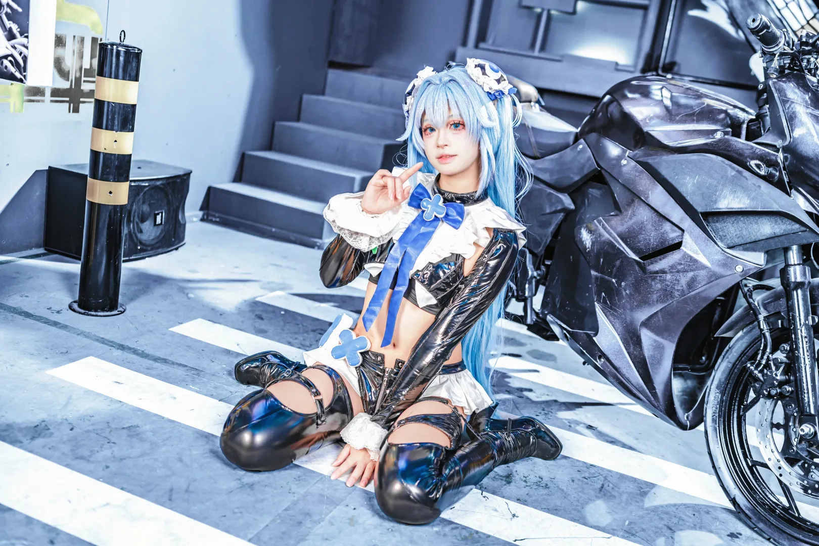 赛博朋克, cosplay正片, NIKKE胜利女神, 汉赛尔cos, 机车写真 - 第5张