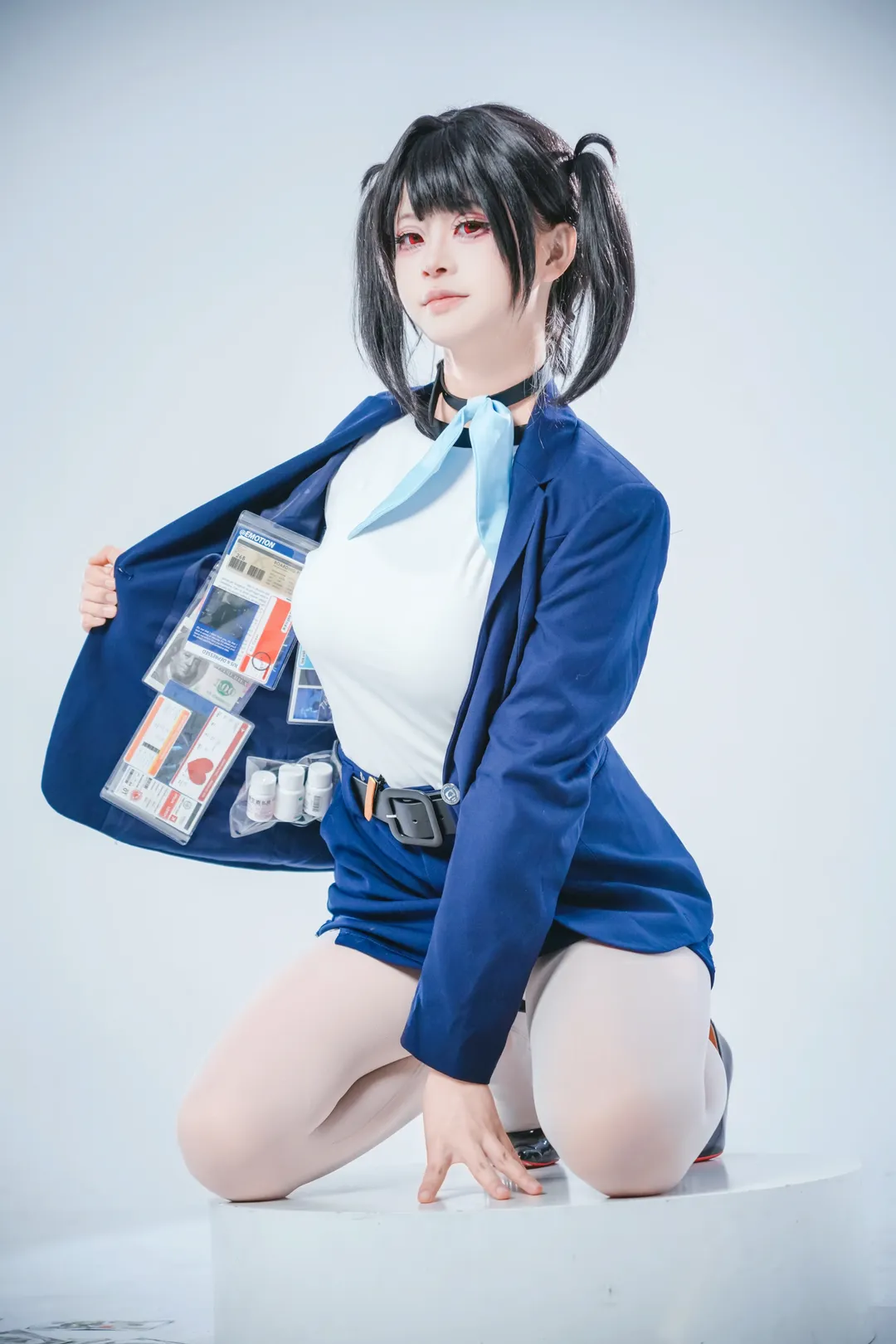 cosplay正片, NIKKE胜利女神, 白丝高跟, 索拉cos, 蓝白制服