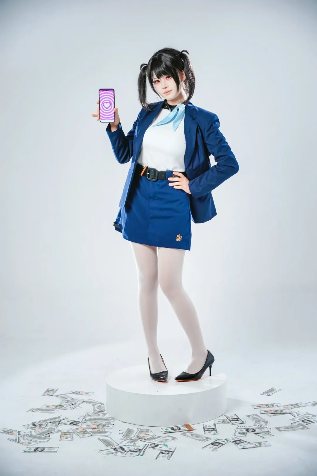 cosplay正片, NIKKE胜利女神, 白丝高跟, 索拉cos, 蓝白制服 - 第7张