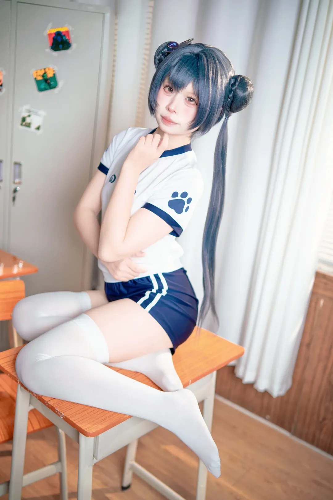 コスプレ, キサキ コスプレ, ブルーアーカイブ, 白ストッキング, 体操服
