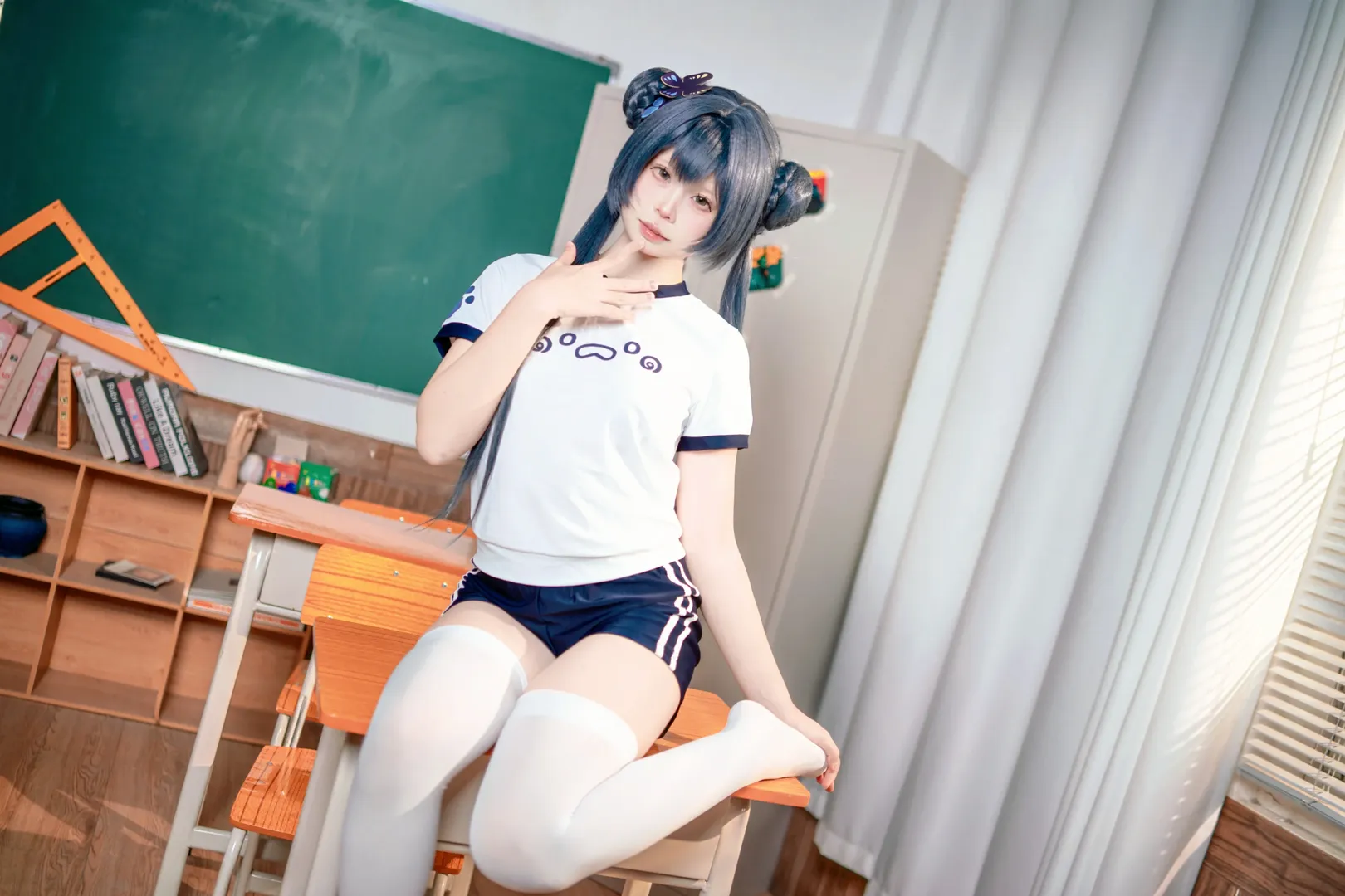 cosplay, 妃咲cos, 碧蓝档案, 白丝, 体操服 - 第4张