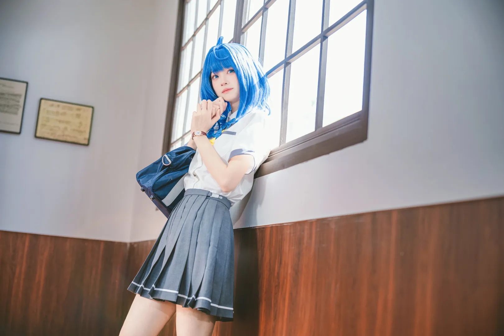 校園風cosplay, 八奈見杏菜cos, 日系JK制服, 敗犬女主也太多了, 藍色假髮cos - 第6張