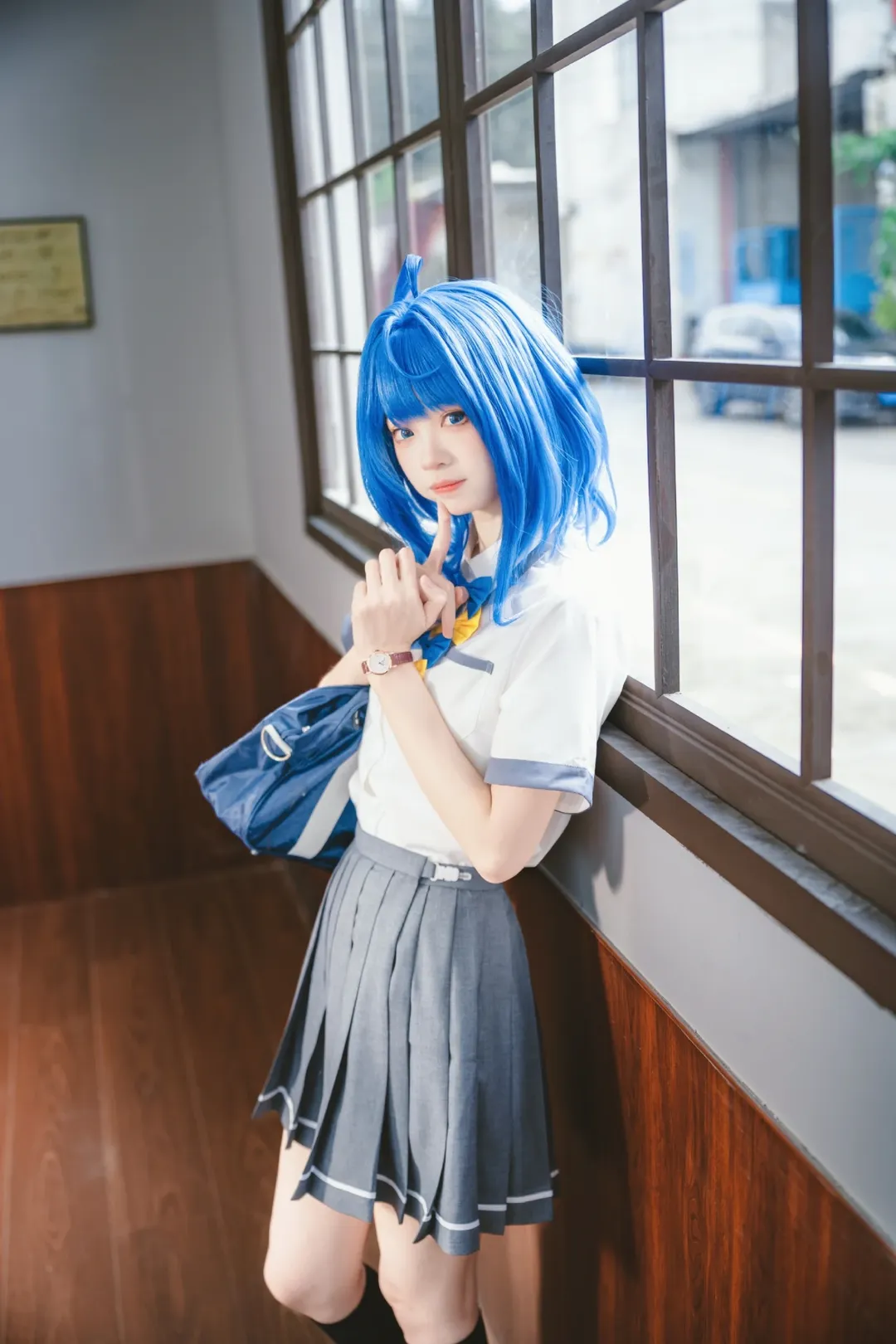 校園風cosplay, 八奈見杏菜cos, 日系JK制服, 敗犬女主也太多了, 藍色假髮cos - 第7張