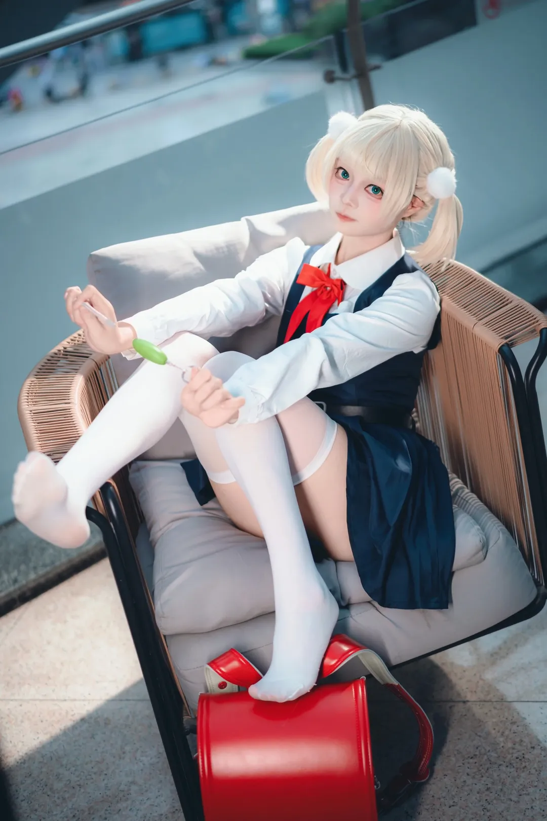 二次元, cosplay, 白丝穿搭, 双马尾, 制服cos - 第1张