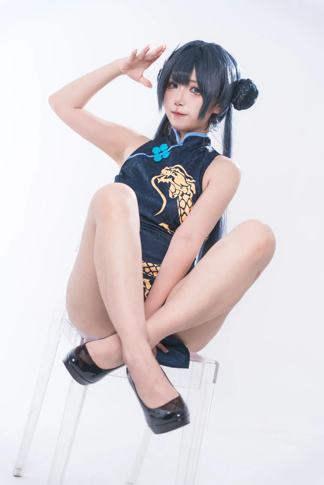 二次元摄影, 妃咲cos, 碧蓝档案, 旗袍cosplay, 黑发丸子头 - 第5张