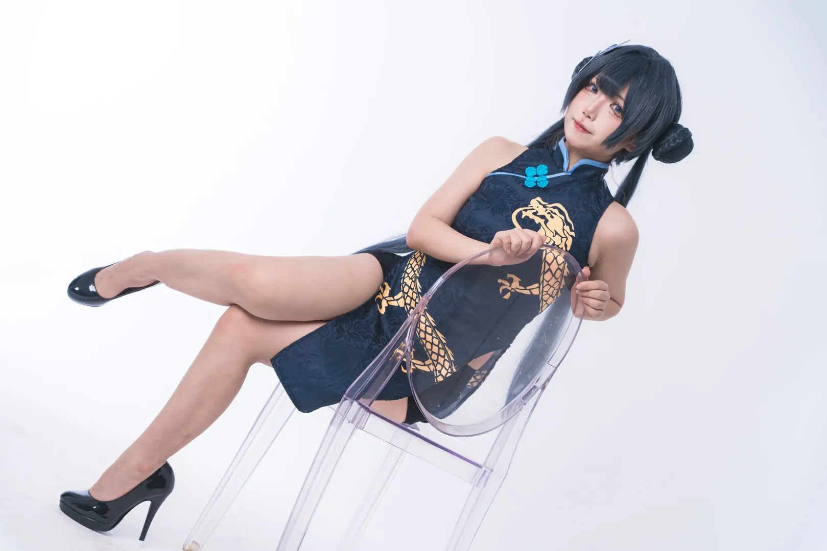 二次元摄影, 妃咲cos, 碧蓝档案, 旗袍cosplay, 黑发丸子头 - 第6张