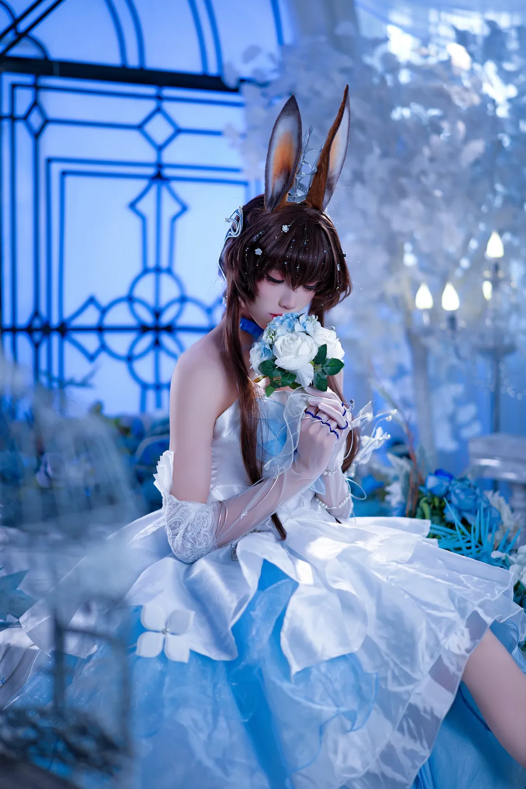Arknights, Amiya cosplay, Cosplay photoshoot, Blooms of Time, Blue and white dress photoshoot - Image 5
