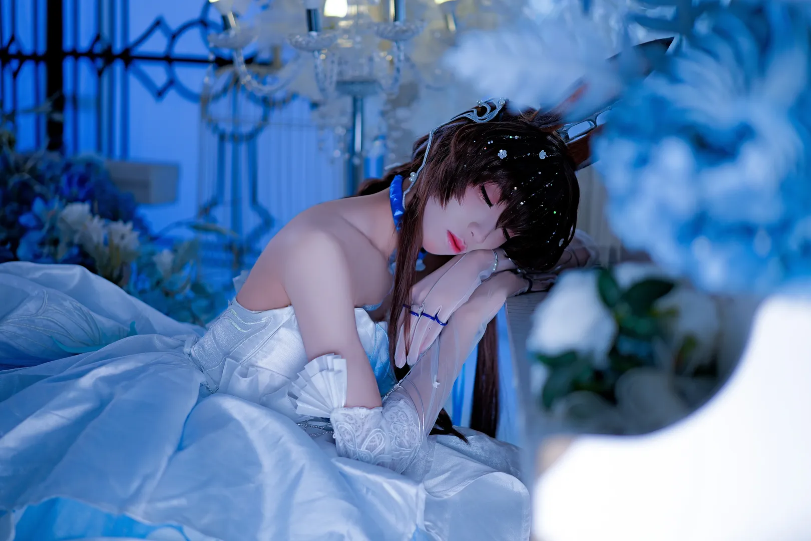 Arknights, Amiya cosplay, Cosplay photoshoot, Blooms of Time, Blue and white dress photoshoot - Image 7