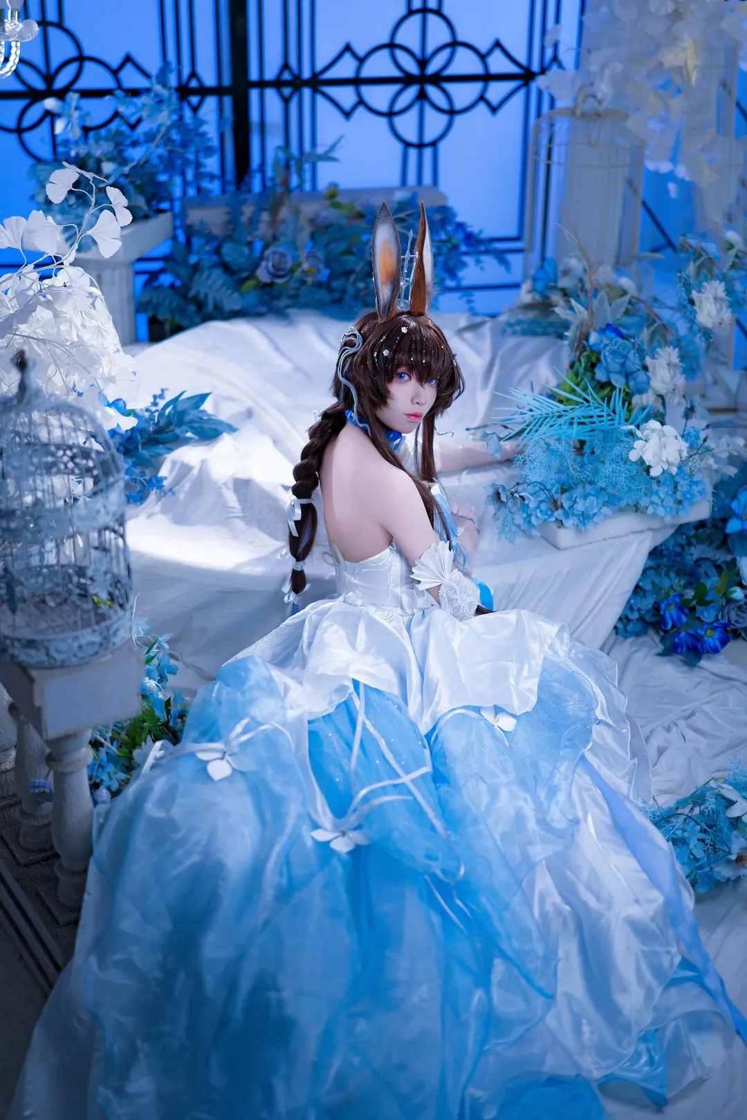 Arknights, Amiya cosplay, Cosplay photoshoot, Blooms of Time, Blue and white dress photoshoot - Image 9