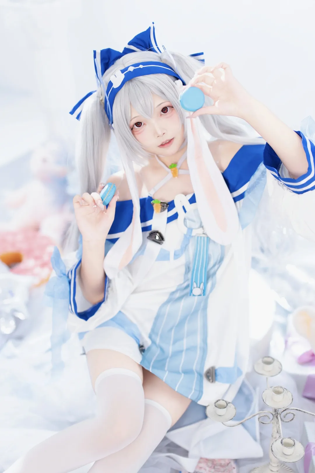 碧蓝航线, 拉菲cos, 萌妹, 白毛红瞳, 日系cosplay
