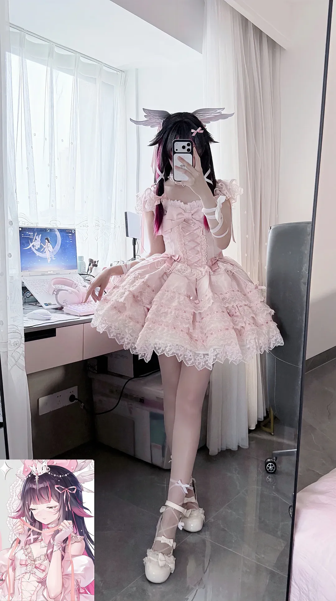 原神, 哥伦比娅cos, 私设穿搭, 少女cosplay, 粉缎芭蕾 - 第1张