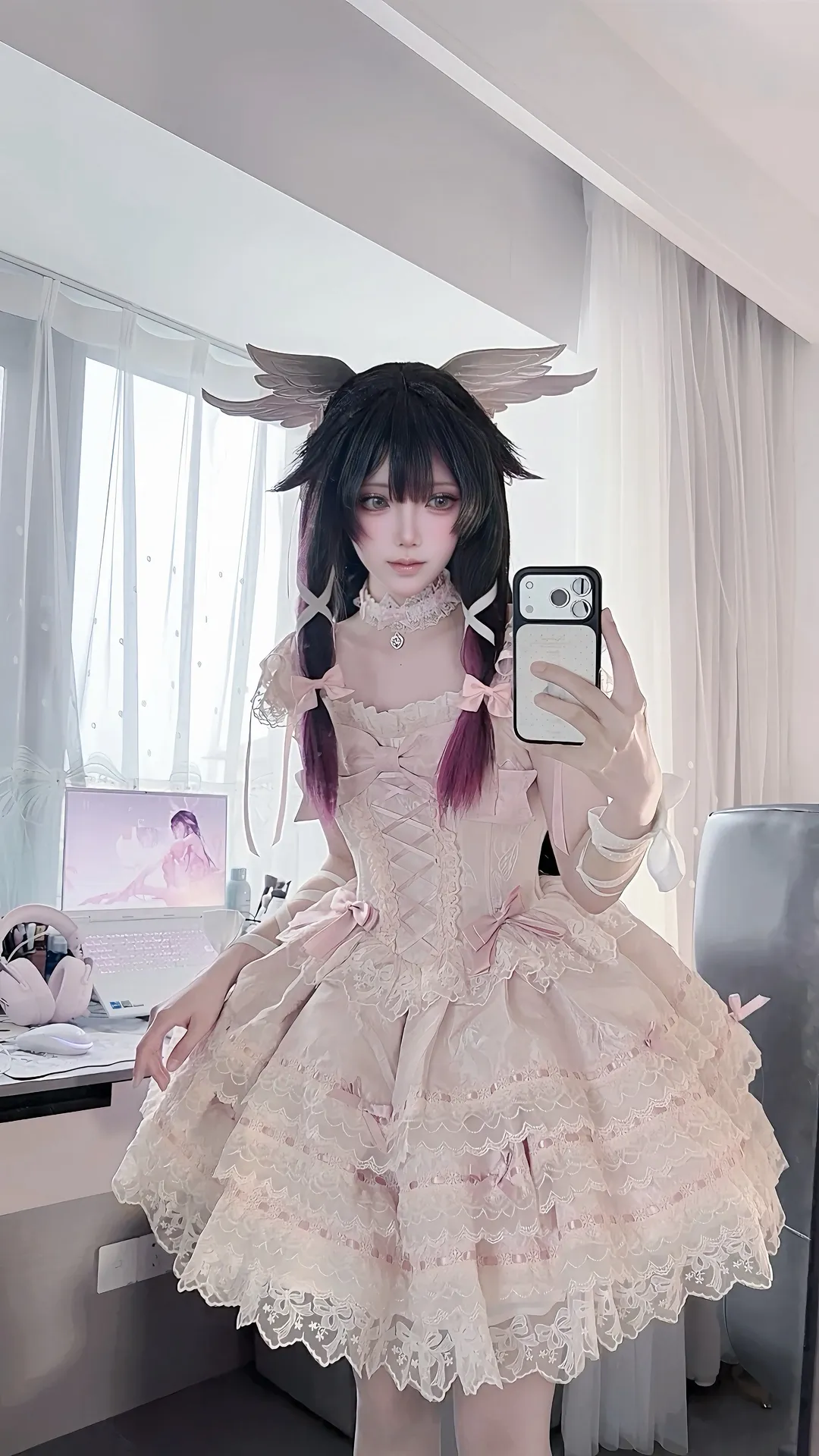 Genshin Impact, Columbina Cosplay, Custom outfit, Damselette cosplay, Pink satin ballet