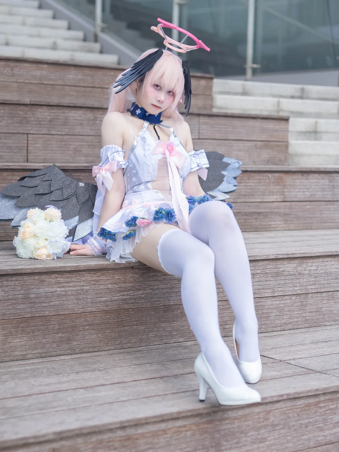 2次元少女, ブルーアーカイブ, 下江コハル コスプレ, コスプレ撮影, 白ニーソコーデ - 1枚目