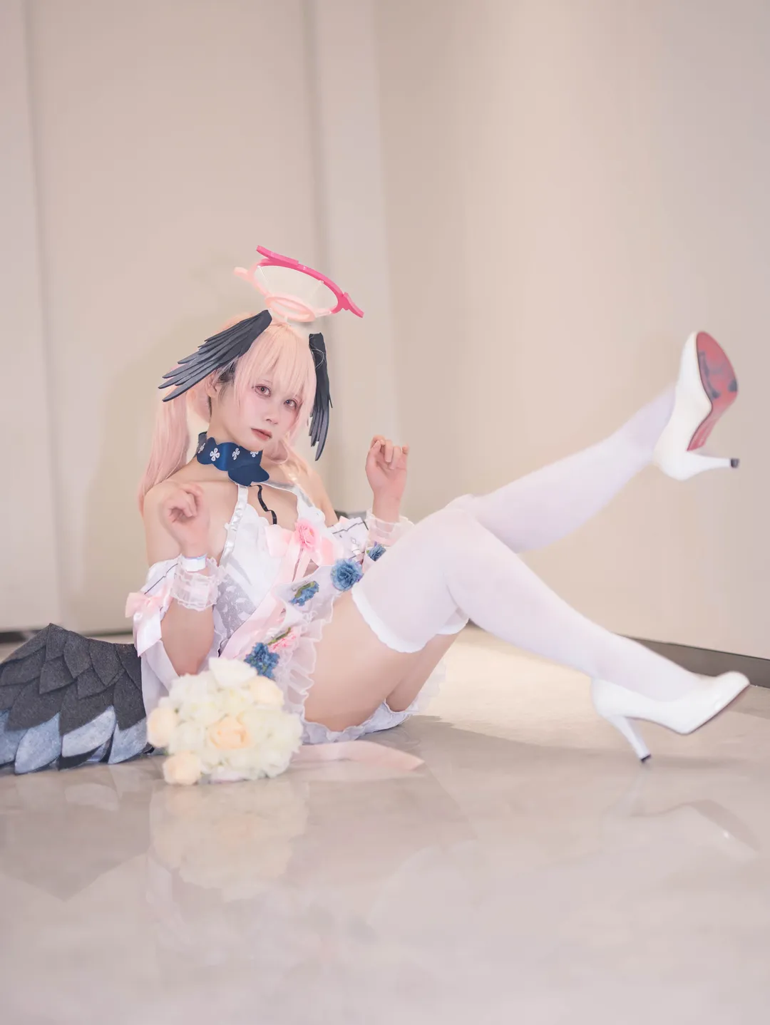 二次元少女, 碧蓝档案, 下江小春cos, cosplay正片, 白丝穿搭