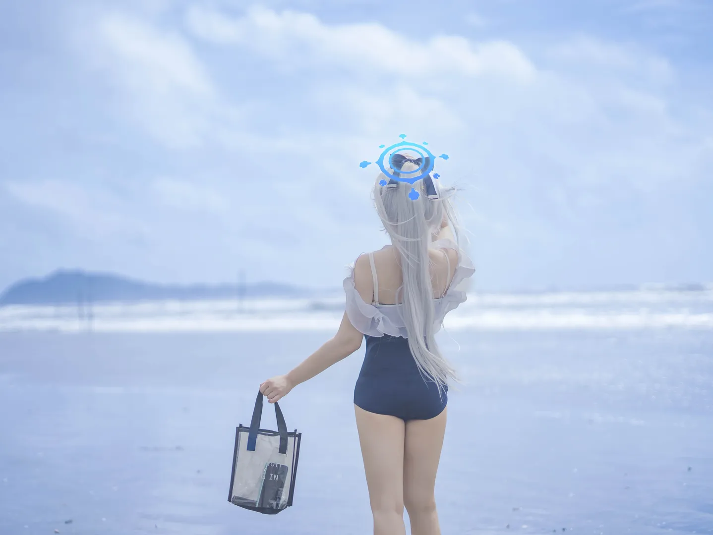 海边摄影, 碧蓝档案, 夏日泳装, cosplay分享, 月雪宫子cos - 第4张