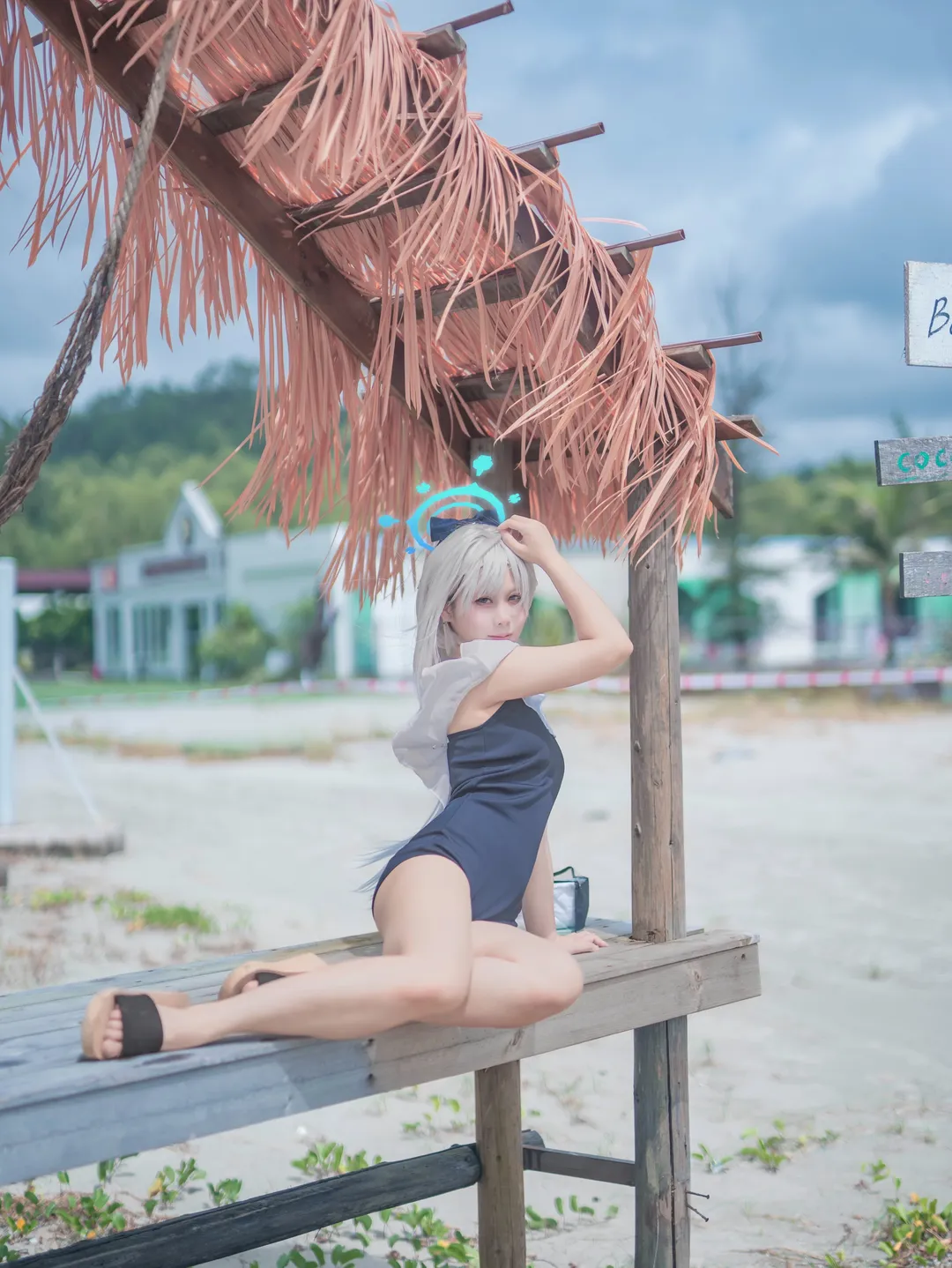 海边摄影, 碧蓝档案, 夏日泳装, cosplay分享, 月雪宫子cos