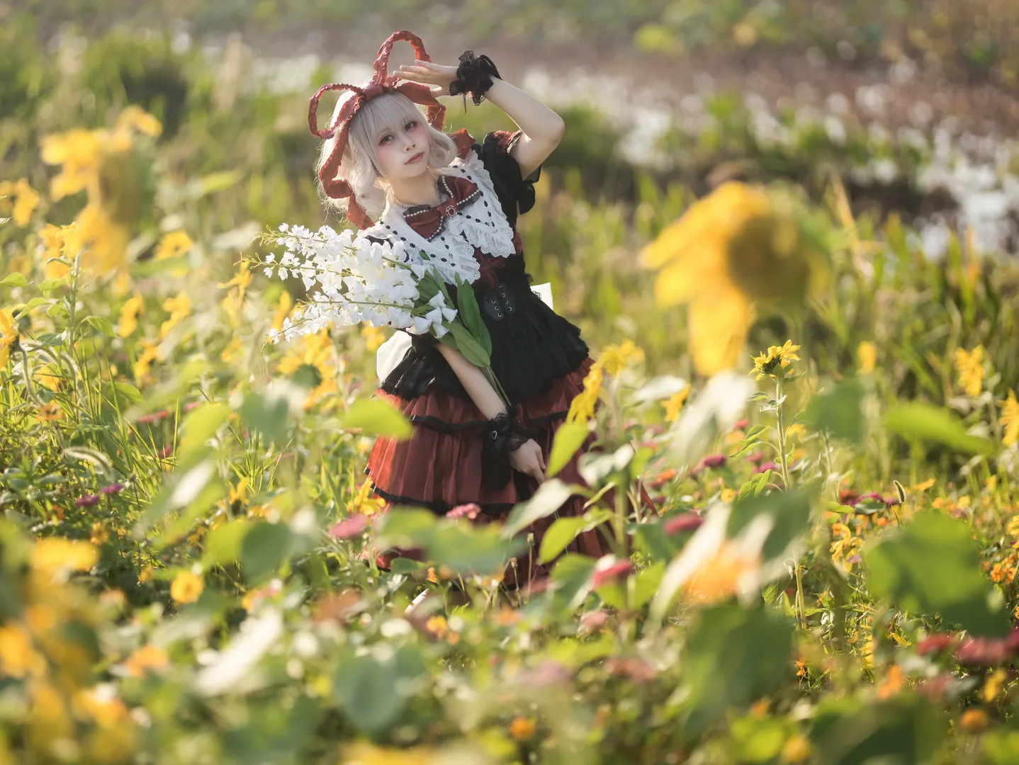 Touhou Project, Cosplay photography, Medicine Melancholy cosplay, Flower field photography, Golden hour - Image 5