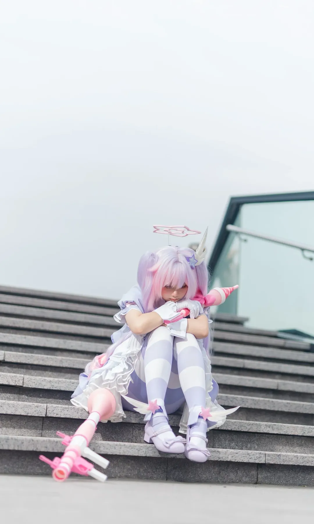 コスプレシェア, 屋外ポートレート撮影, ピンクと白の魔法少女, アニメ風コーデ, 今日の失敗
