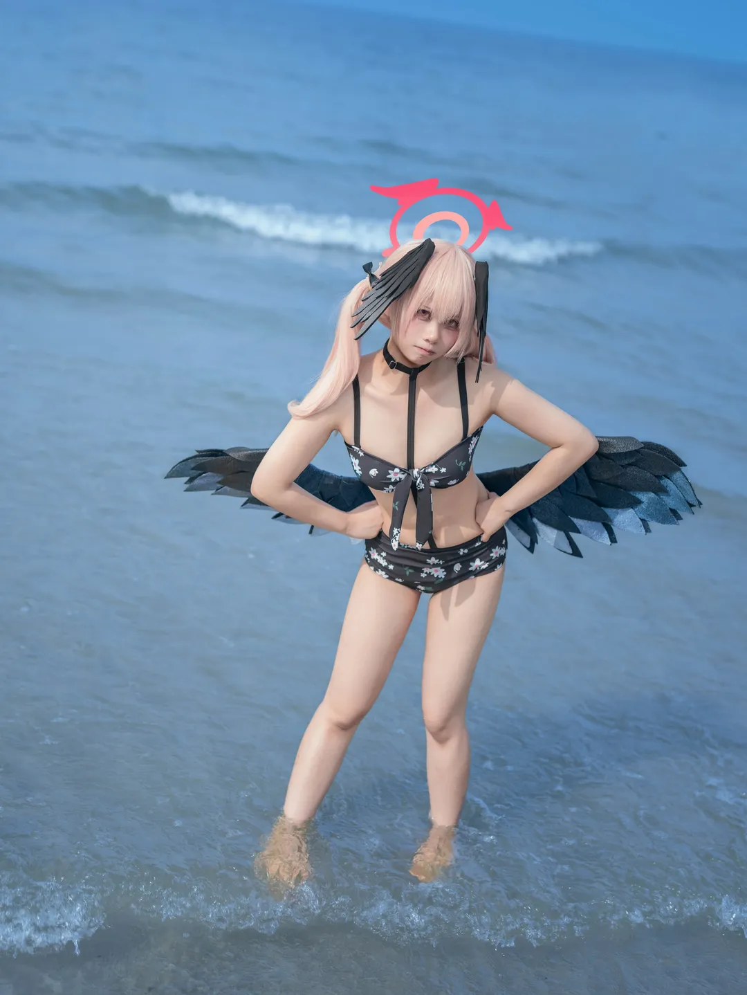 二次元摄影, 碧蓝档案, 下江小春cos, 海边cosplay, 夏日泳装