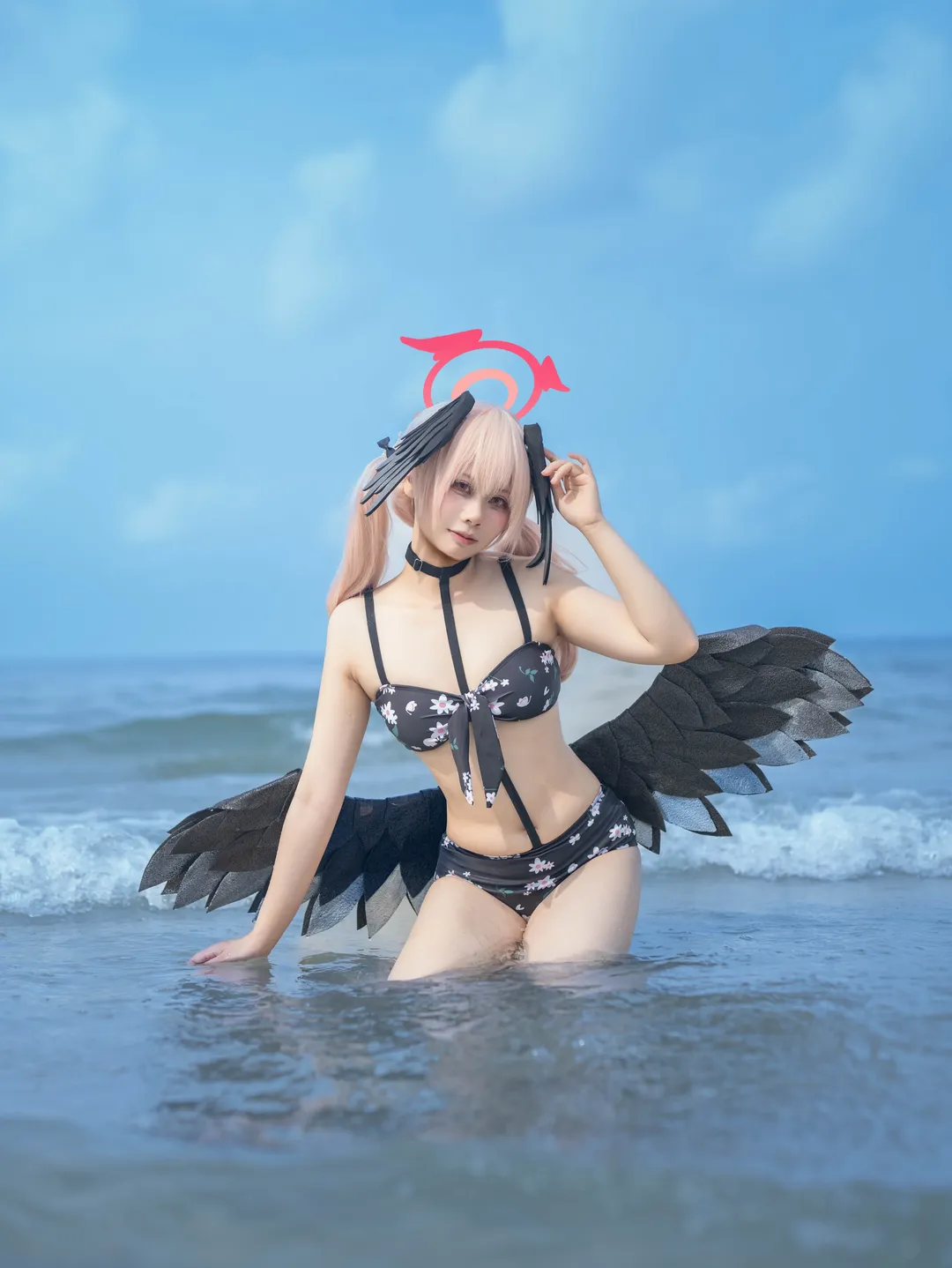 二次元摄影, 碧蓝档案, 下江小春cos, 海边cosplay, 夏日泳装 - 第2张