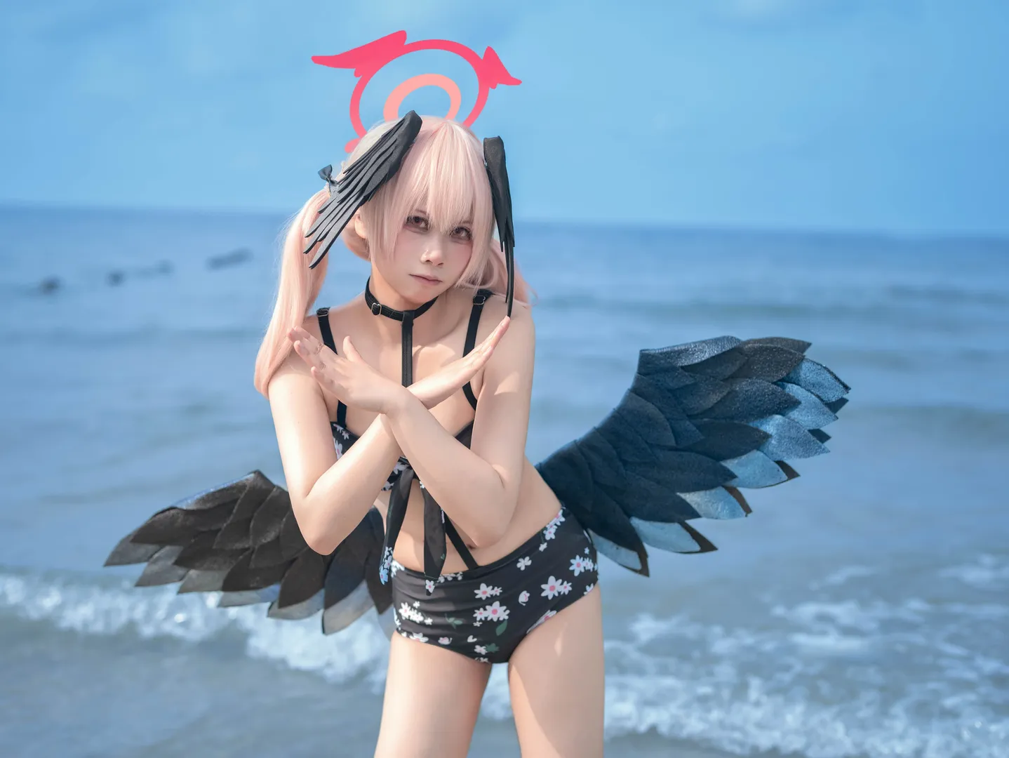 二次元摄影, 碧蓝档案, 下江小春cos, 海边cosplay, 夏日泳装 - 第3张