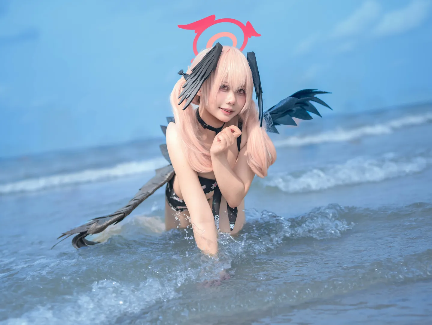 二次元摄影, 碧蓝档案, 下江小春cos, 海边cosplay, 夏日泳装 - 第4张