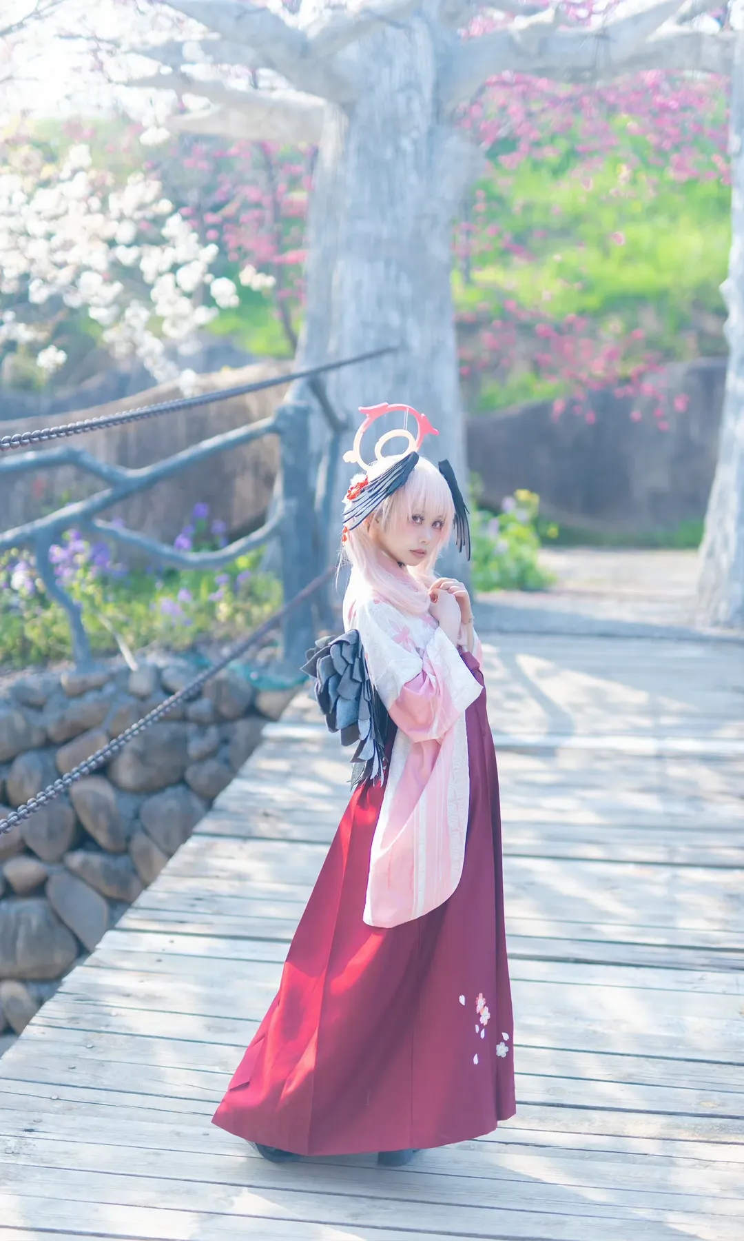 二次元摄影, 碧蓝档案, 下江小春cos, 和风cosplay, 樱花季外景 - 第4张