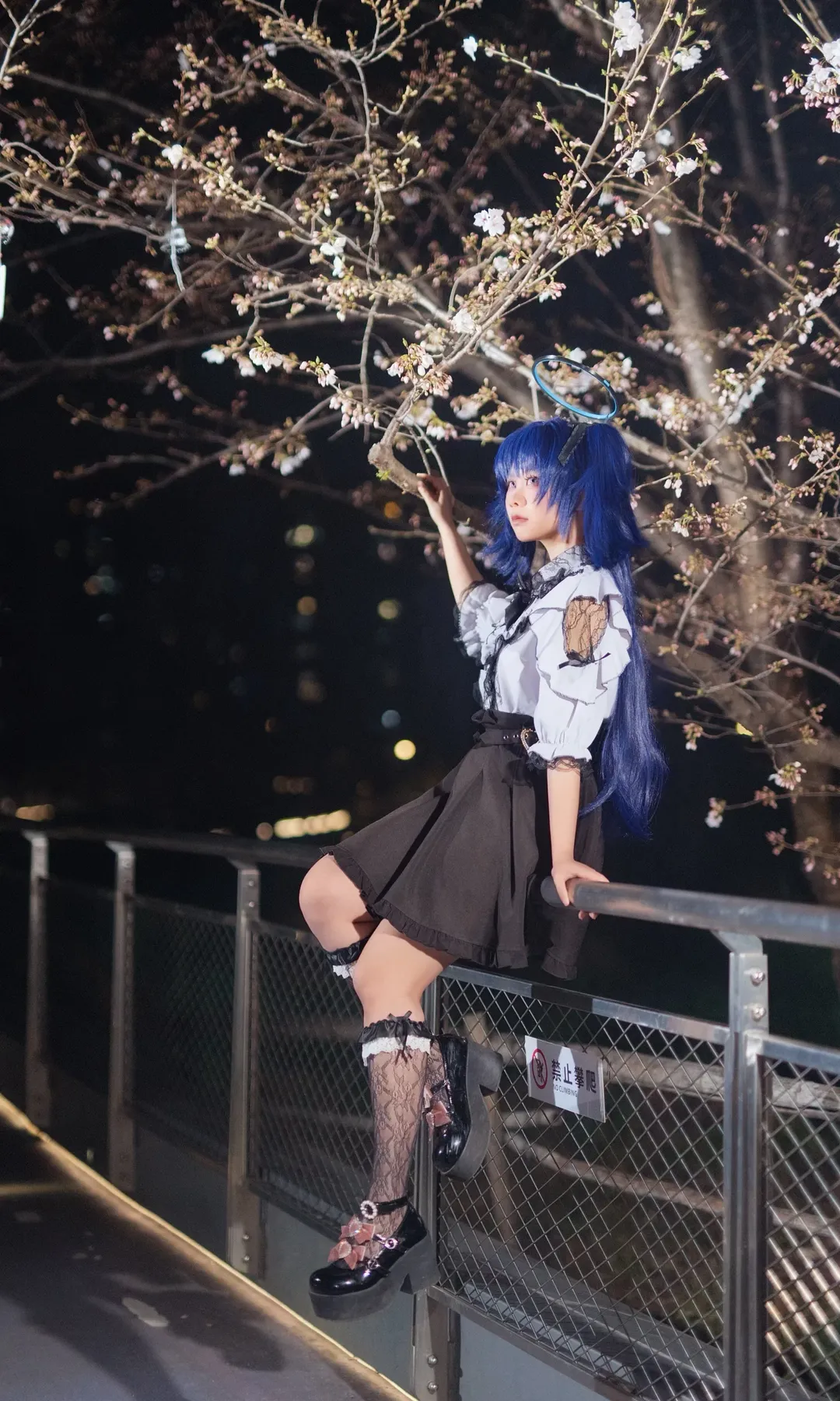 碧蓝档案, 早濑优香cos, cosplay穿搭, 夜樱摄影, 夜景外景 - 第2张