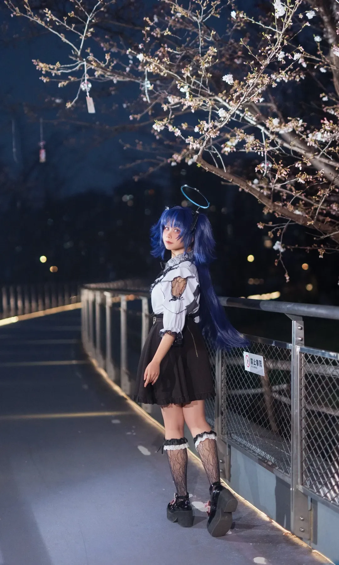 碧蓝档案, 早濑优香cos, cosplay穿搭, 夜樱摄影, 夜景外景 - 第4张
