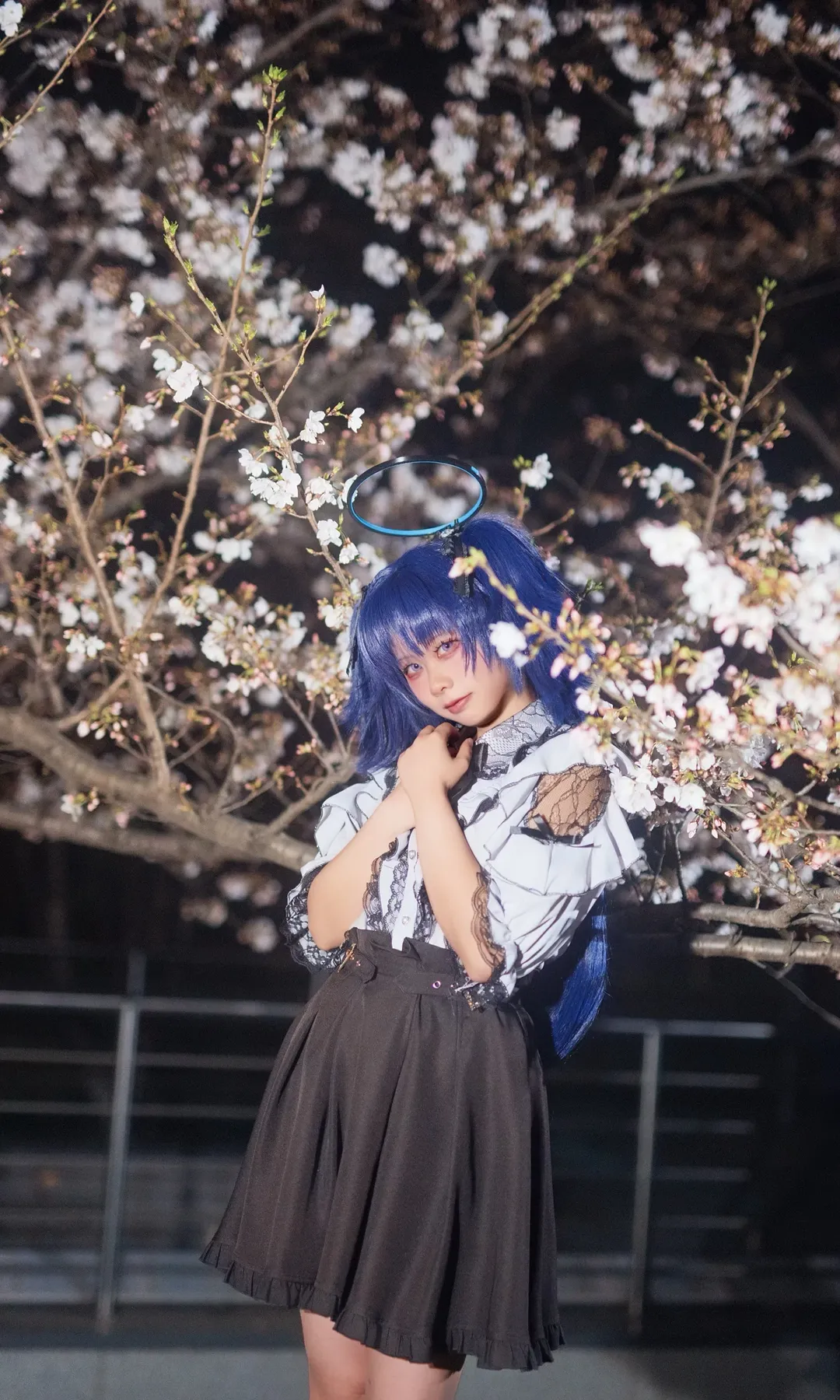 碧蓝档案, 早濑优香cos, cosplay穿搭, 夜樱摄影, 夜景外景 - 第5张