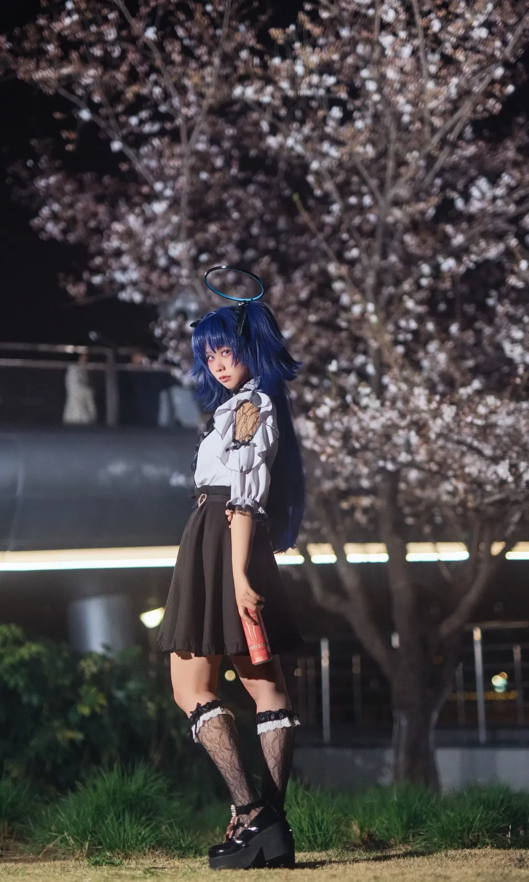 碧蓝档案, 夜景人像, 早濑优香cos, cosplay穿搭, 夜樱写真 - 第1张