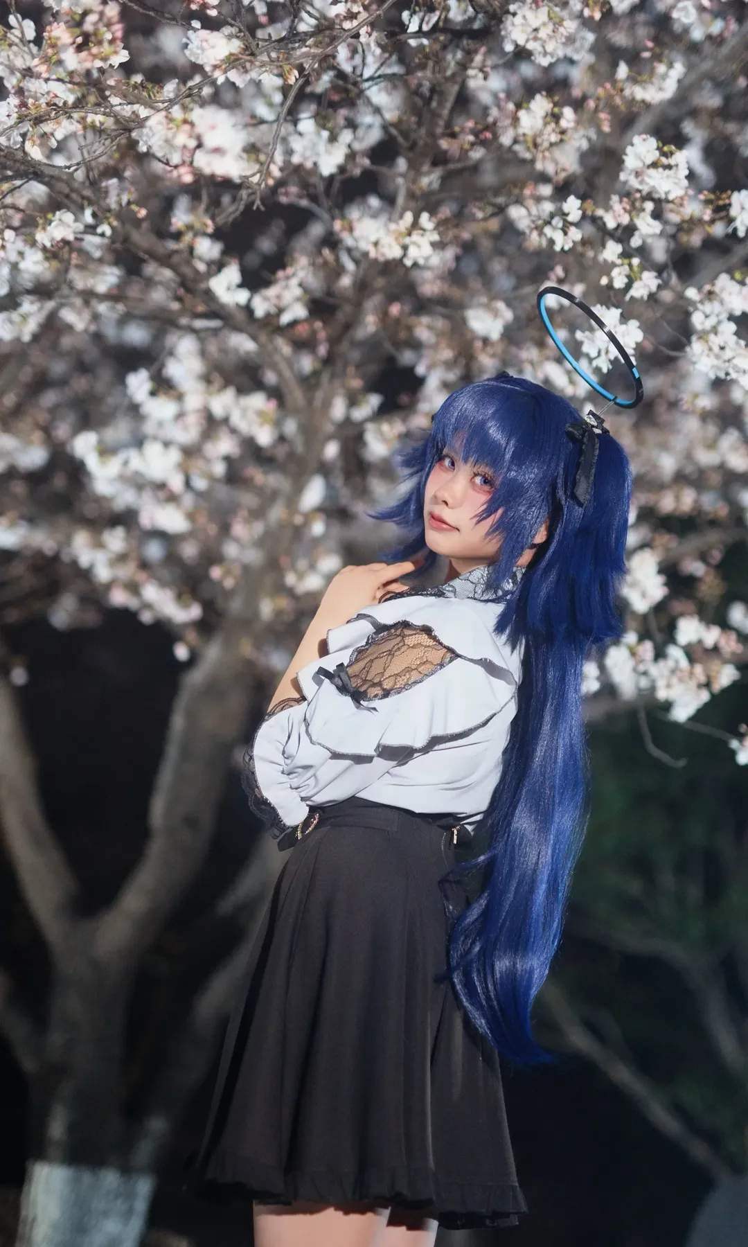 碧蓝档案, 夜景人像, 早濑优香cos, cosplay穿搭, 夜樱写真 - 第4张