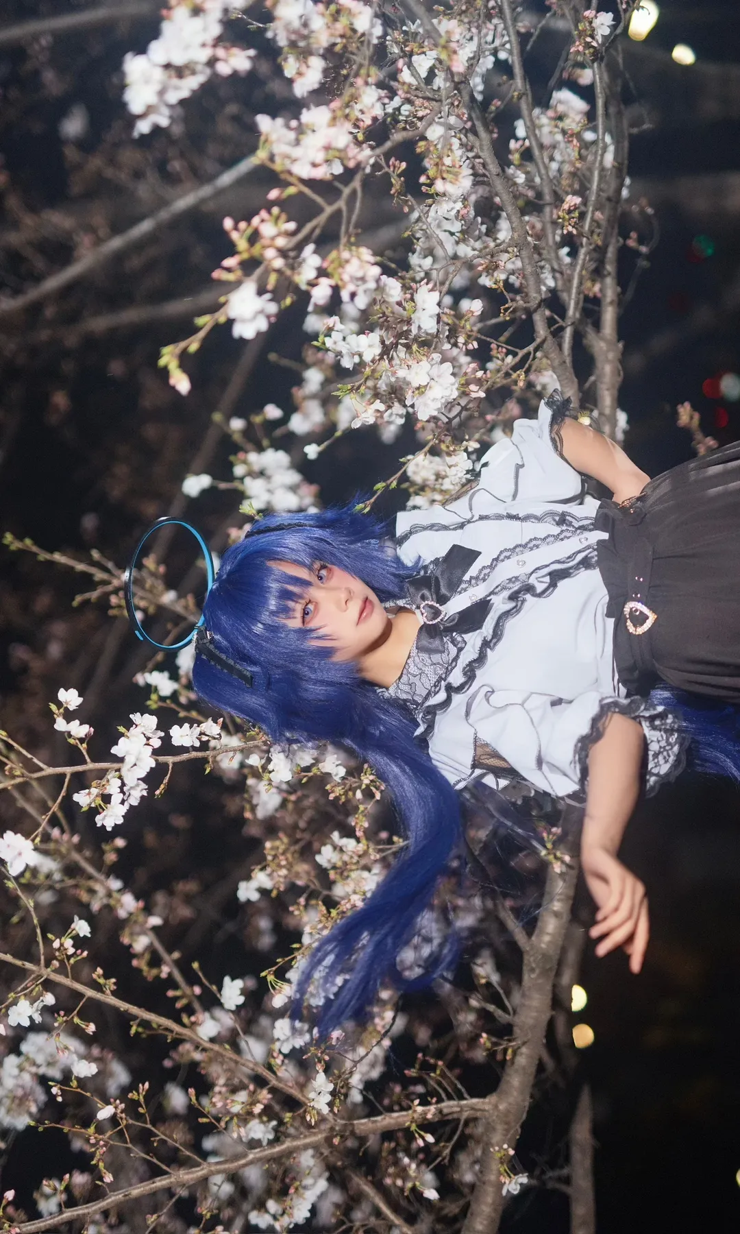 碧蓝档案, 夜景人像, 早濑优香cos, cosplay穿搭, 夜樱写真 - 第6张