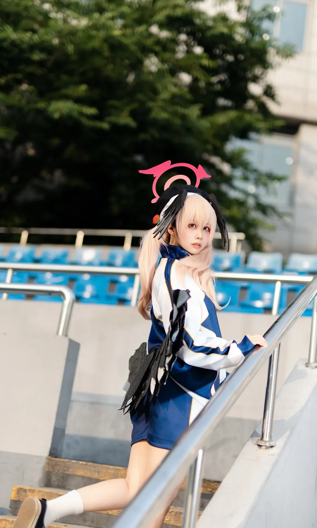 碧蓝档案, 下江小春cos, 体操服, cosplay摄影, 运动场外景 - 第4张