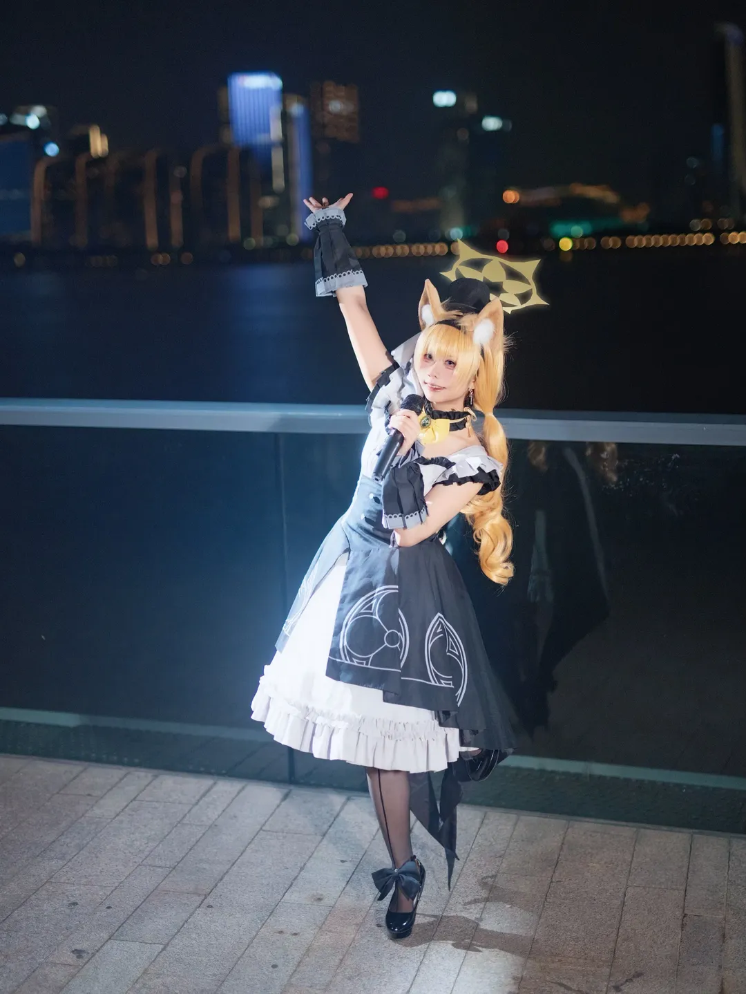 cosplay, Blue Archive, Night portrait, Iochi Mari cosplay, Kemonomimi girl