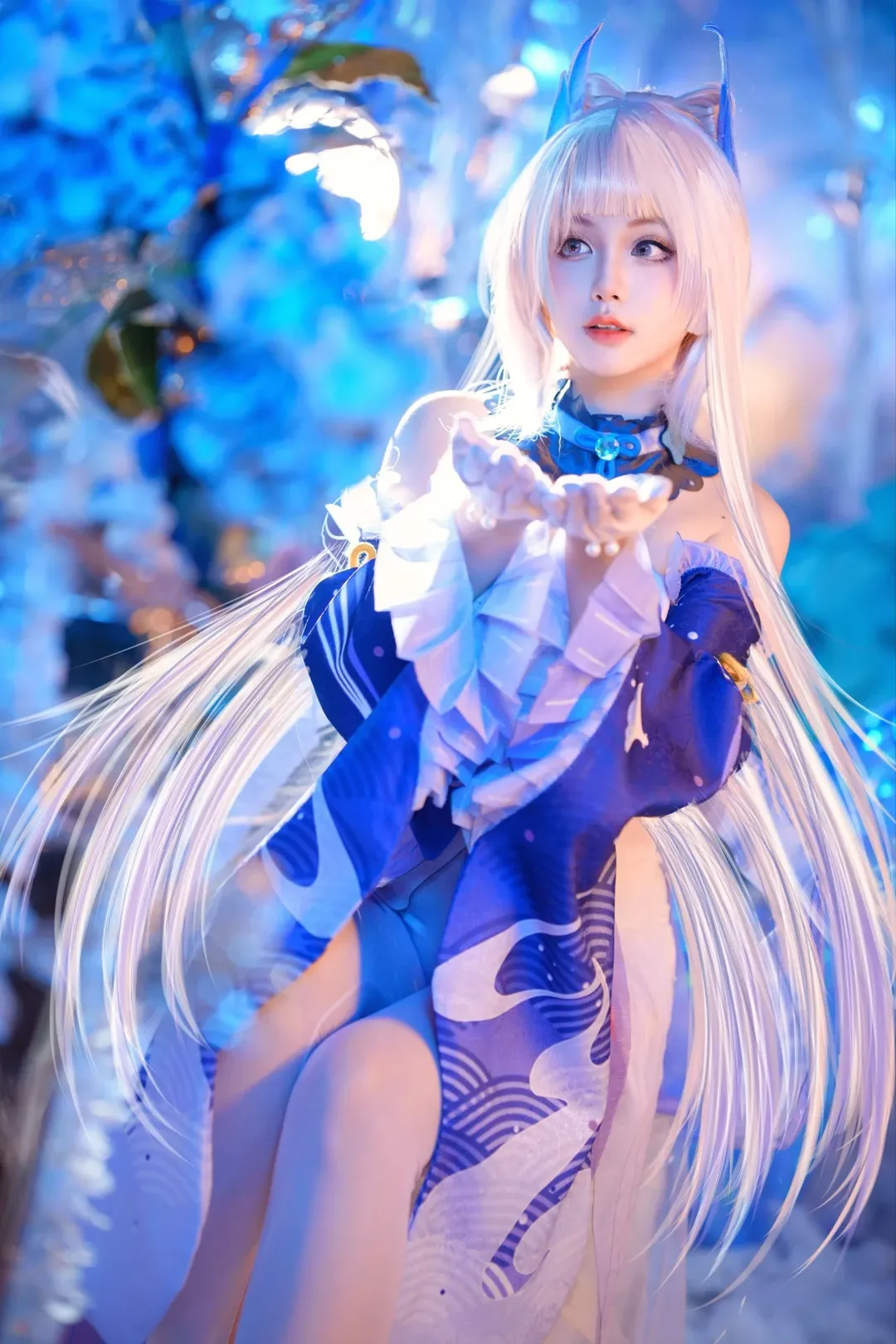 Genshin Impact, Sangonomiya Kokomi cosplay, Cosplay photography, Water element theme, Clear Summer Paradise Domain