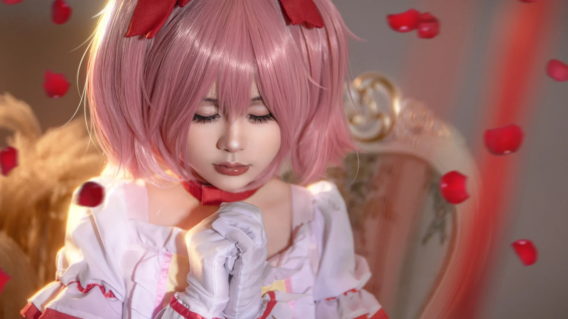 少女写真, 鹿目圆cos, 魔法少女小圆, cosplay摄影, 二次元氛围感