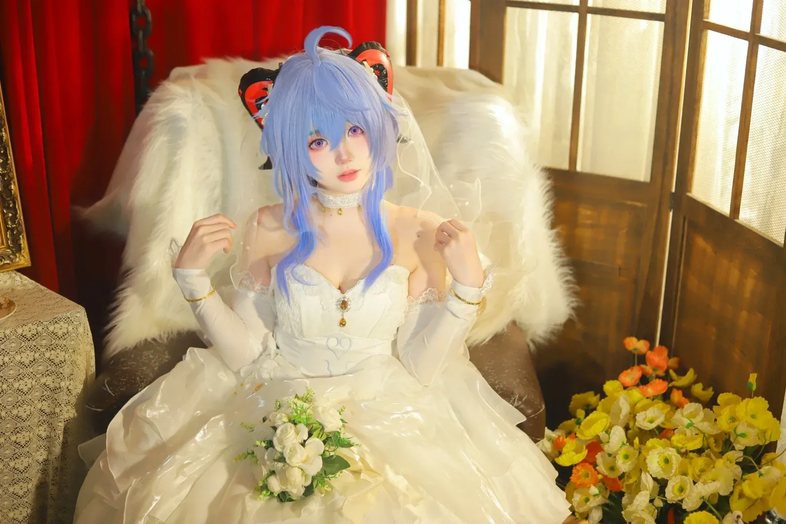 原神, 甘雨cos, 棚拍写真, 花嫁cosplay, 二次元婚纱 - 第4张