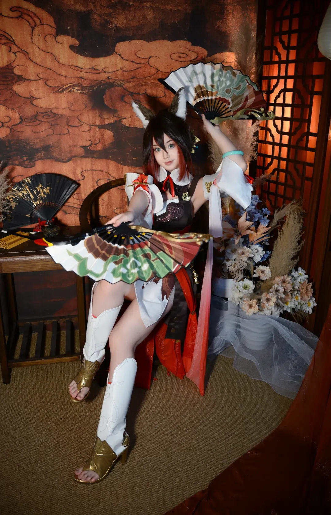 Honkai: Star Rail, Tingyun cosplay, Cosplay photography, Fox-eared girl, Chinese style photography