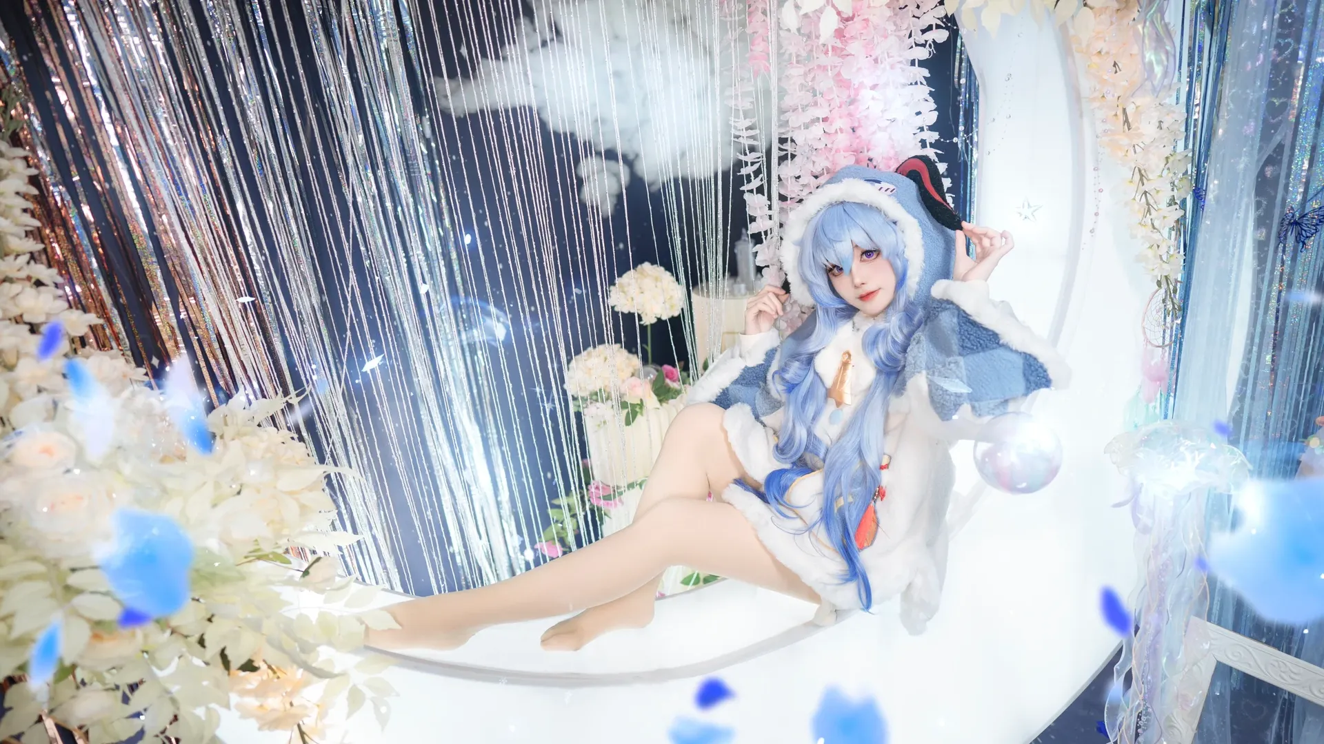 原神, 甘雨cos, 蓝发cos, 毛绒cosplay, 梦幻棚拍 - 第7张