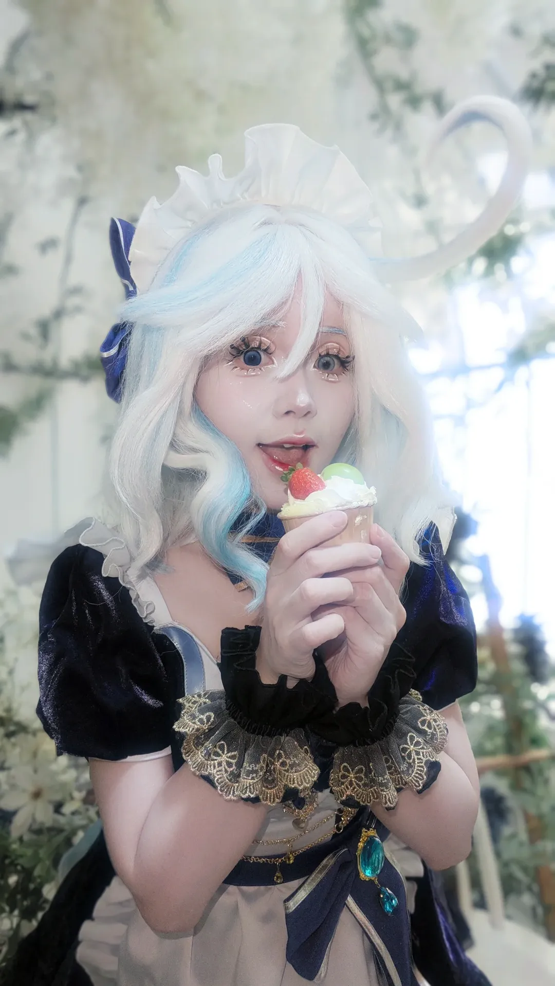 原神, 芙宁娜cos, 女仆装, cosplay日常, 甜品分享