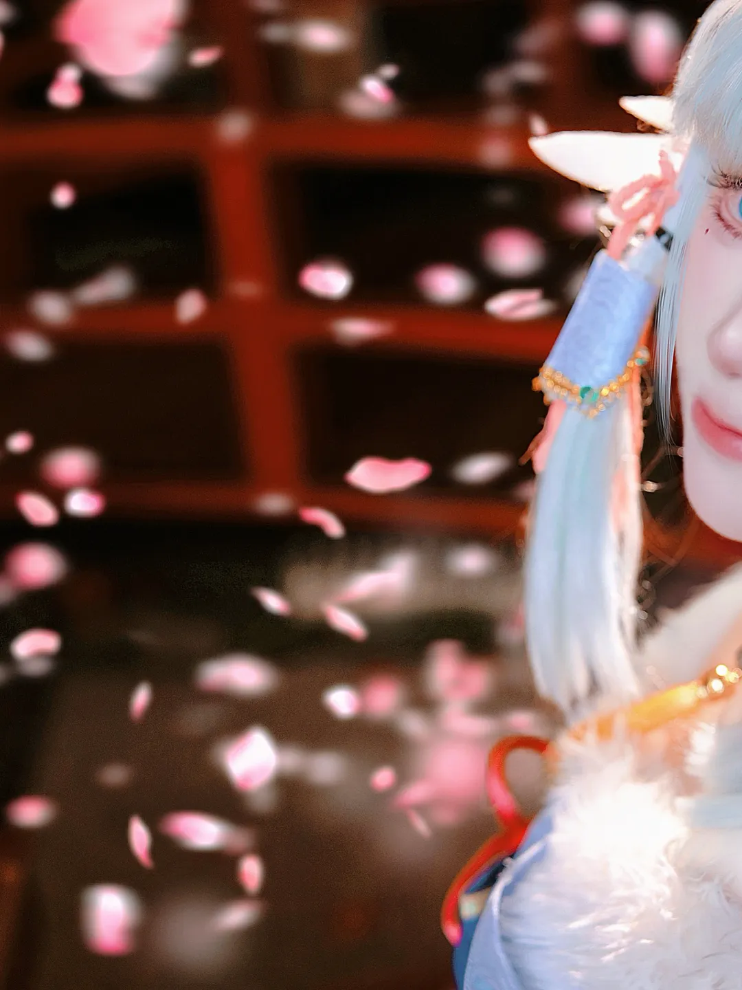 原神, 神里绫华cos, 夜景人像, 白鹭樱华, cosplay摄影 - 第1张