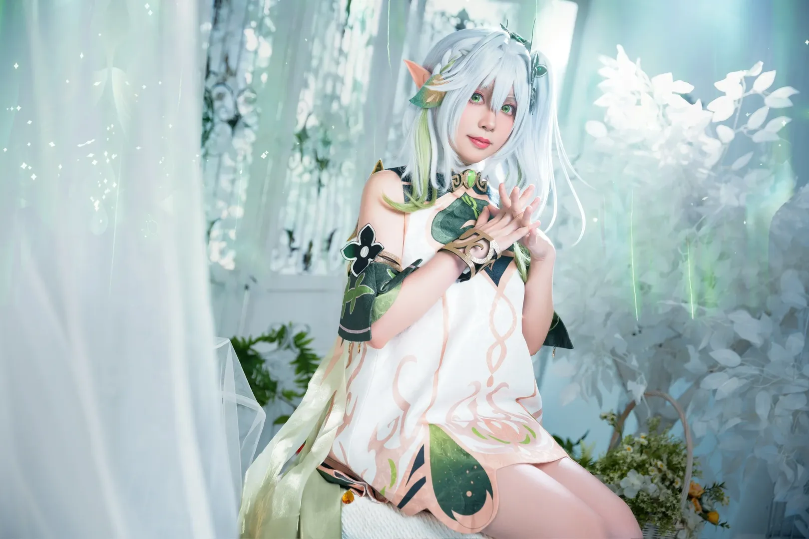 ロールプレイ, 原神, ナヒーダ コスプレ, エルフ耳, 草元素 - 4枚目
