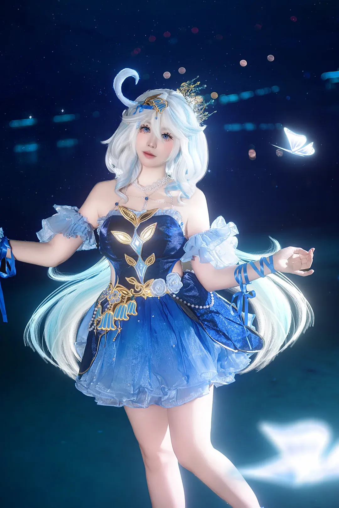 原神, 芙卡洛斯cos, 夜景人像, cosplay摄影, 水神cosplay