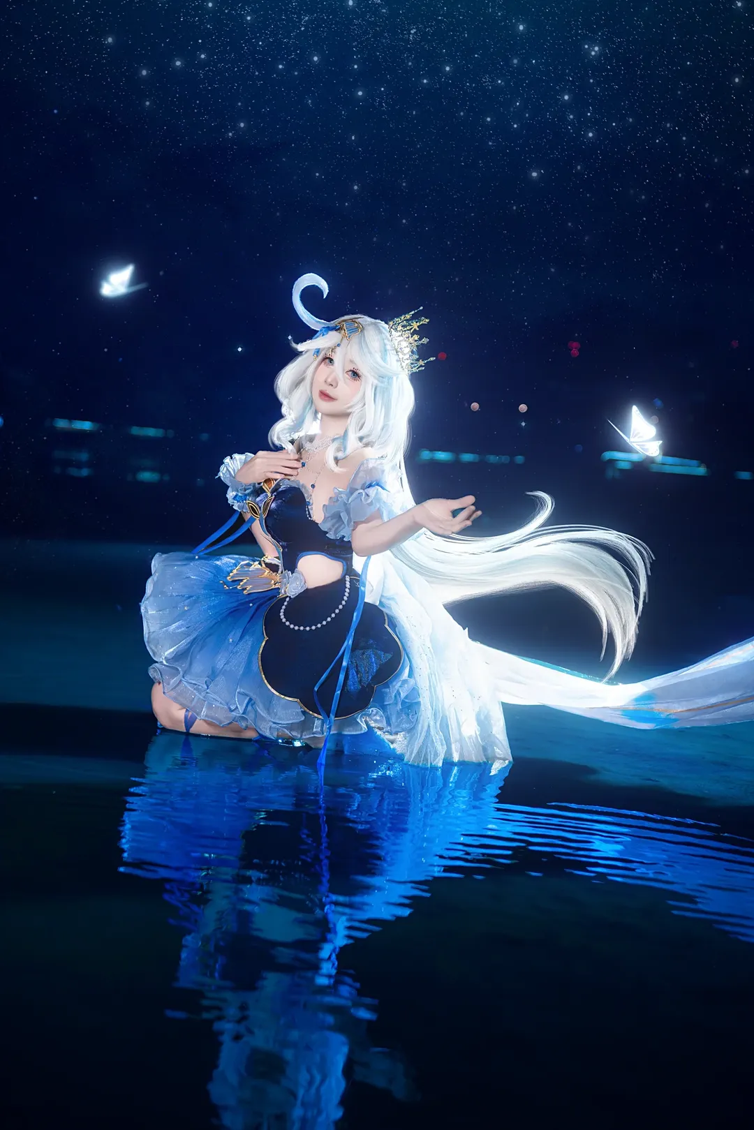原神, 芙卡洛斯cos, 夜景人像, cosplay摄影, 水神cosplay - 第3张