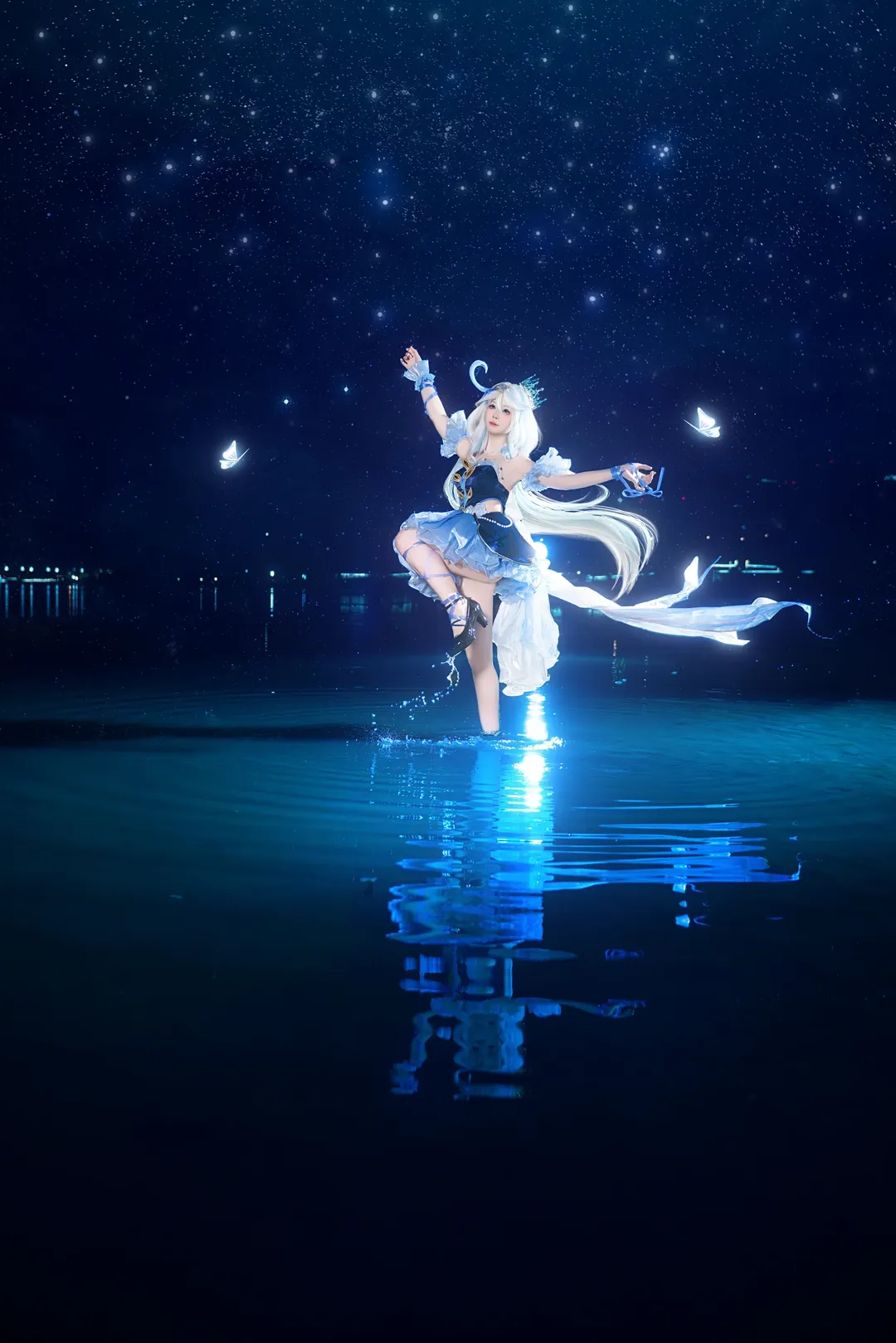 原神, 芙卡洛斯cos, 夜景人像, cosplay摄影, 水神cosplay - 第5张