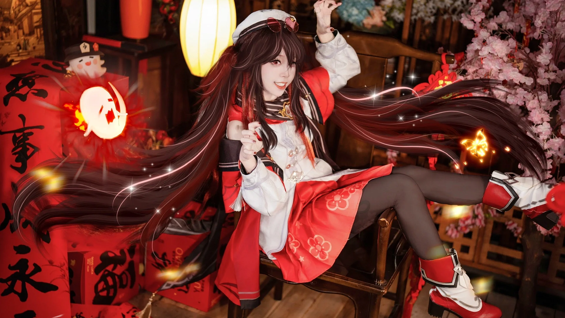 原神, 海灯节, cosplay摄影, 胡桃cos, 胡桃新皮肤