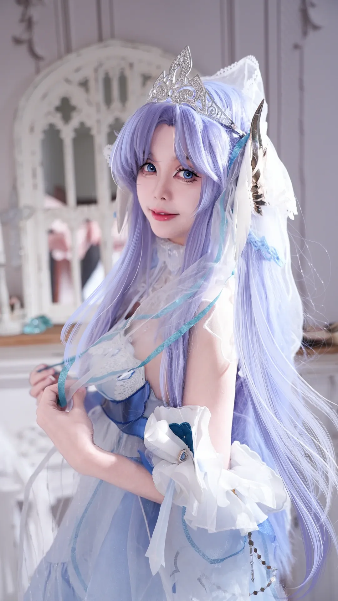 王者荣耀, 大乔cos, cosplay穿搭, 挚爱花嫁返场, 蓝白花嫁 - 第2张