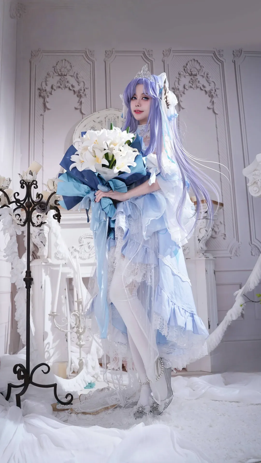 王者荣耀, 大乔cos, cosplay穿搭, 挚爱花嫁返场, 蓝白花嫁 - 第5张