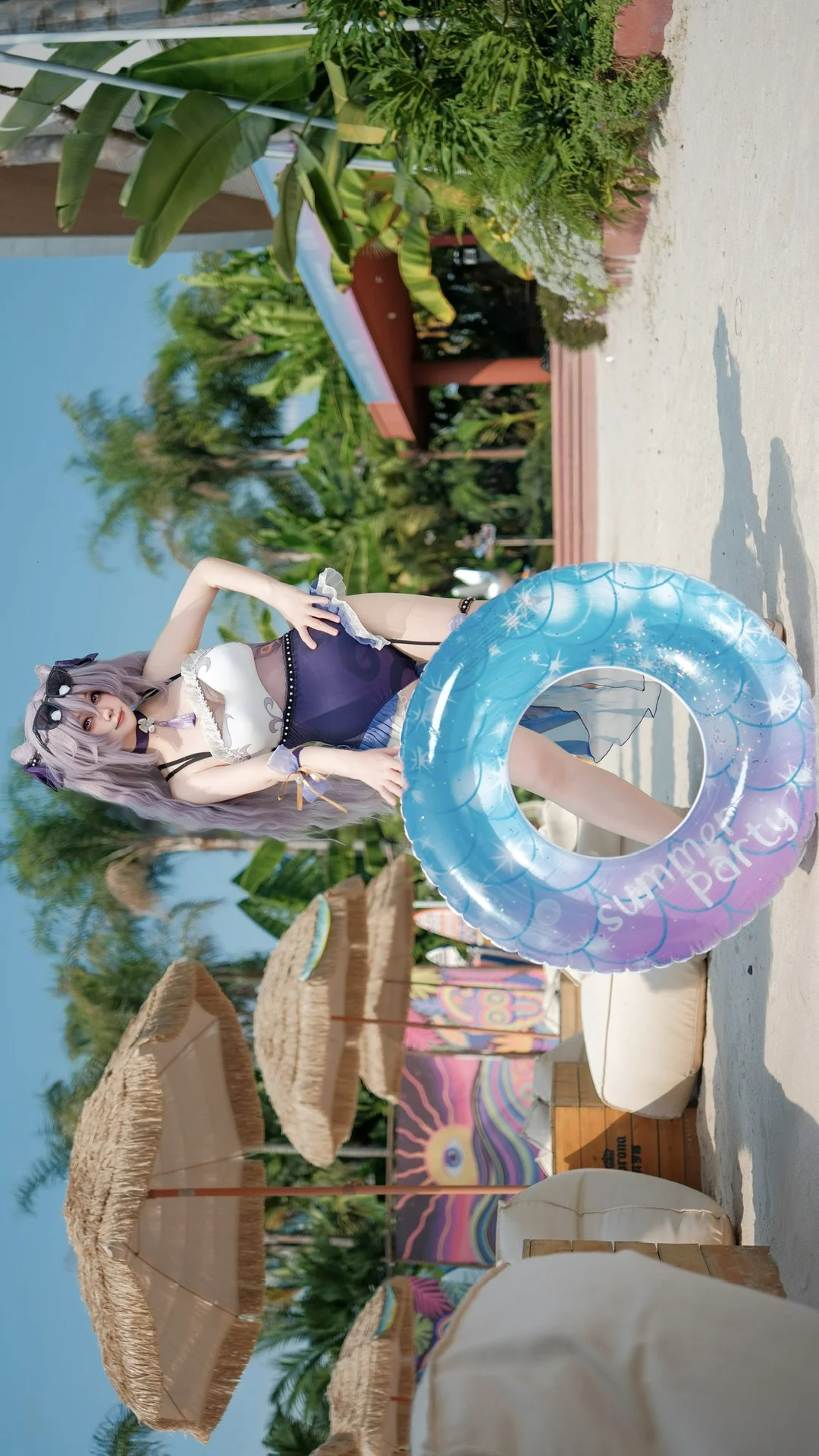 原神, 刻晴cos, 夏日泳装, cosplay摄影, 沙滩外景